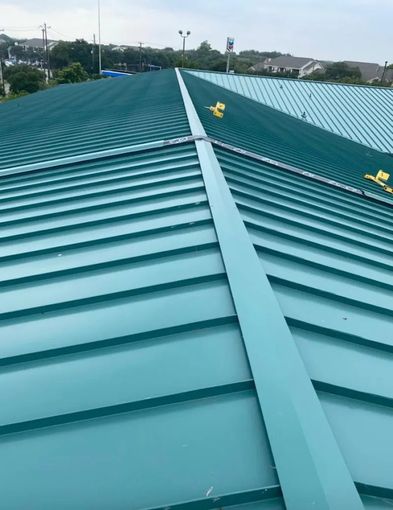 Green commercial metal roof ridge and valley for Metal Roof Repair in Sumter